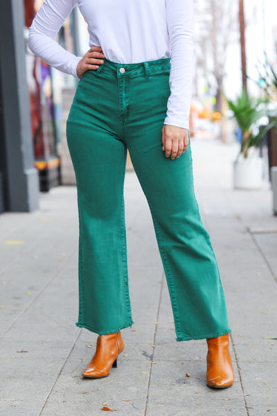 Can't Lose Dark Green Straight Leg High Waist Ankle Pants