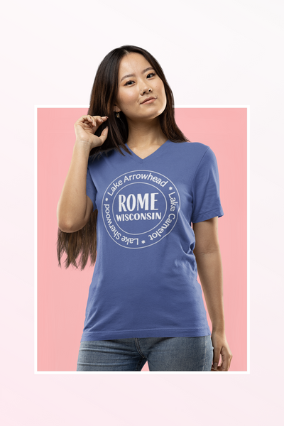 Rome, Wisconsin Tri Lakes Casual V-Neck Tee
