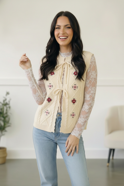 Sweetheart Stitch Embroidered Vest