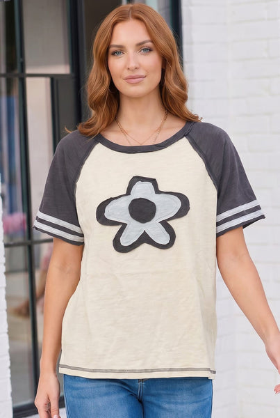 Retro Flower Power Baseball Tee