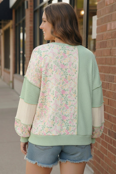 Floral Fields Mint Ribbed Colorblock