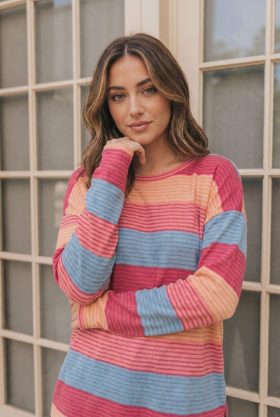 Sunny Stripes Long Sleeve Knit Top
