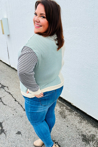 Feeling Casual Rust & Olive Two-Tone Knit Color Block Top
