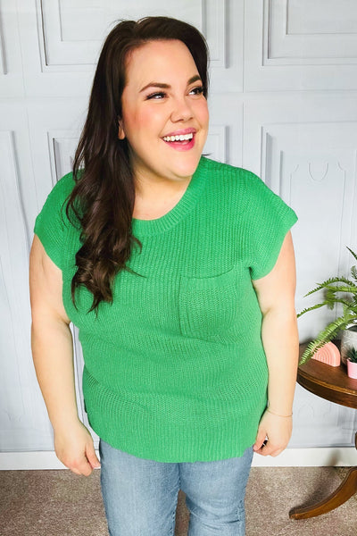 Seize The Day Kelly Green Dolman Rib Sweater Top