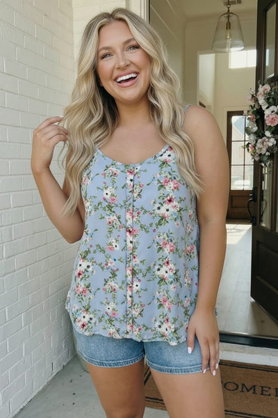 Garden Party Ready Floral Button Tank